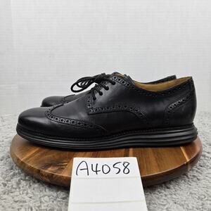 Cole Haan Mens 10.5M LunarGrand Black Leather Wingtip Business Casual Oxford